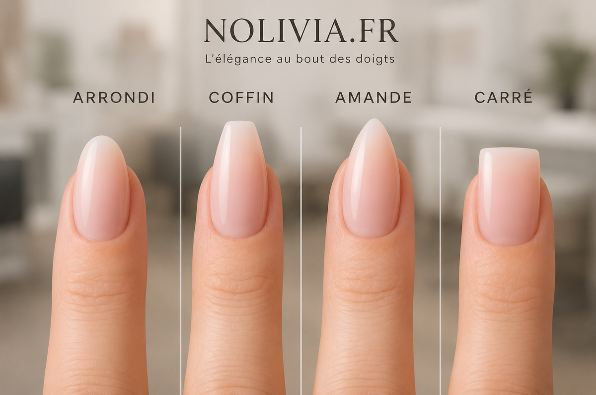 Différentes formes d'ongles comparées : amande, carrée, coffin, stiletto — Nolivia