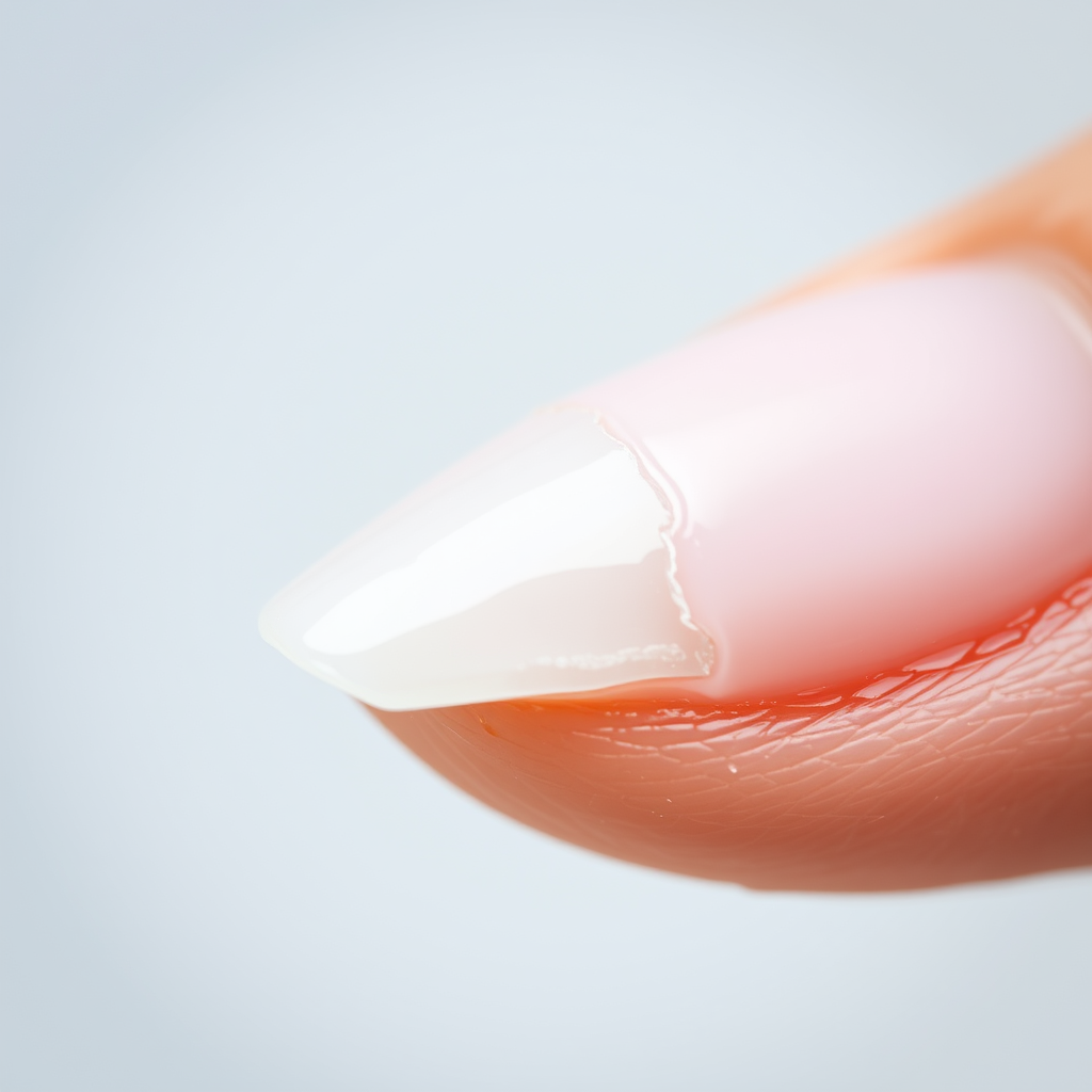 Gros plan d'un vernis gel qui se décolle au niveau de la cuticule — Nolivia