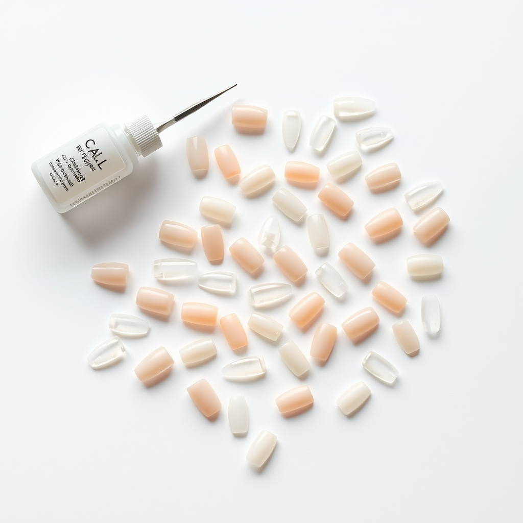 Capsules américaines de différentes formes et flacon de colle — Nolivia