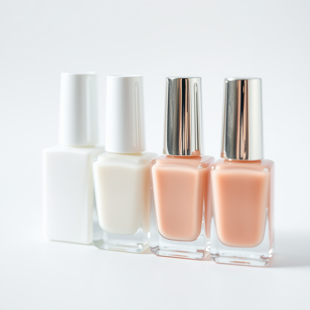 Capsules à bords blancs french et flacons de vernis blanc et rosé — Nolivia
