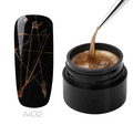 Pot de spider gel bronze 5 ml et ongle noir décoré de fils cuivrés