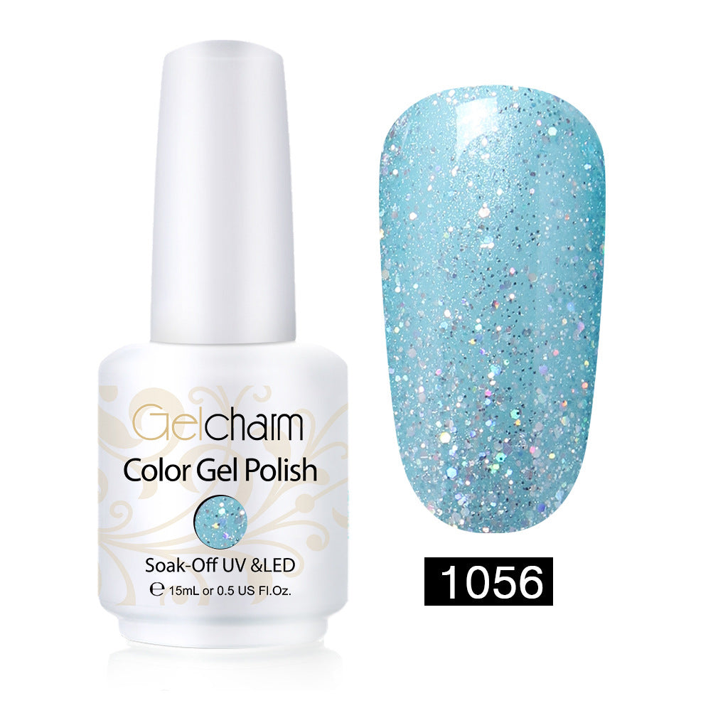 Vernis Semi-Permanent Bleu Glacé Pailleté #1056 - vernis semi-permanent Nolivia