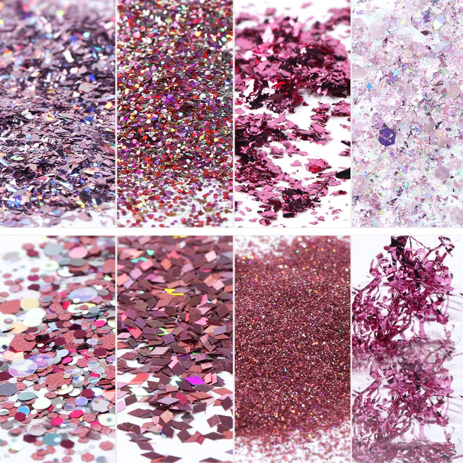 Coffret de 8 boîtes de paillettes holographiques pour nail art — vue 2