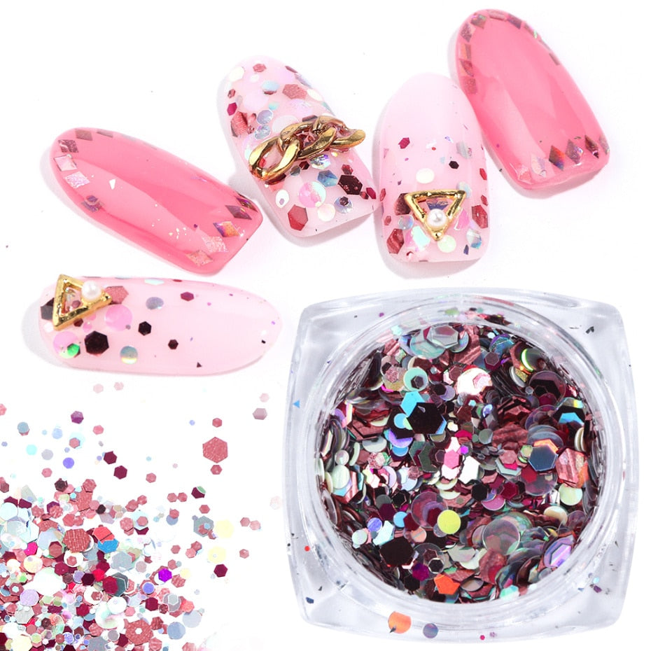 Coffret de 8 boîtes de paillettes holographiques pour nail art — vue 3
