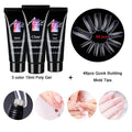 Kit polygel 3 couleurs avec 48 chablons pour extension d'ongles
