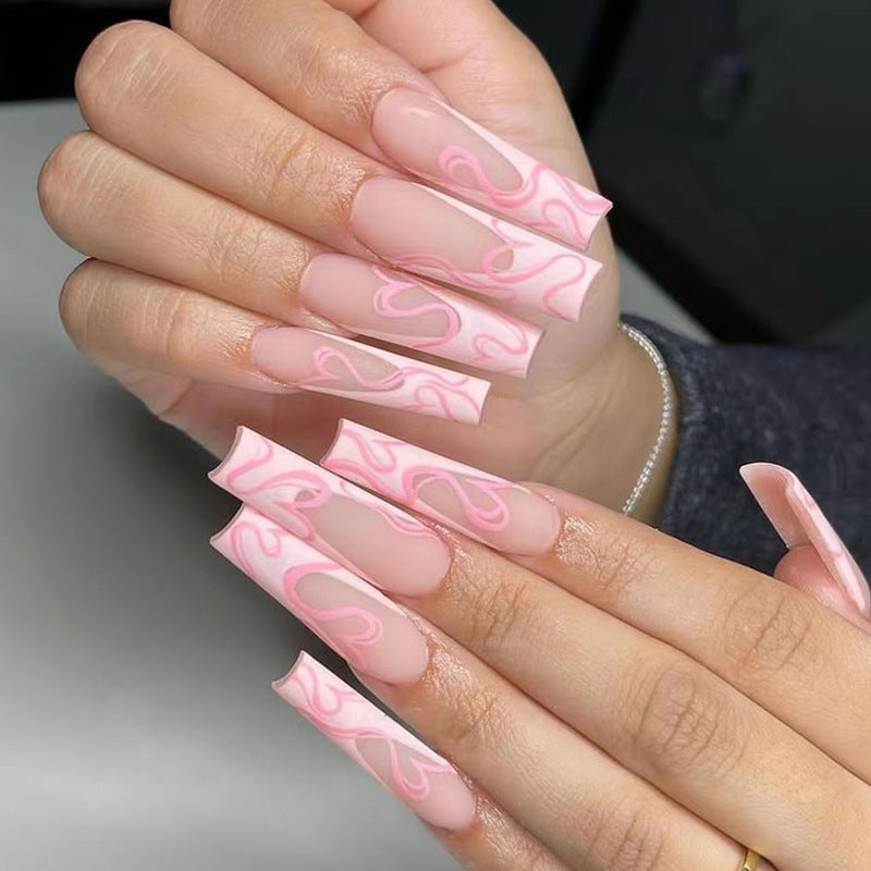 Faux Ongles Rose Marbré – Longs & Ultra Féminins - vue 1 - capsules faux ongles Nolivia