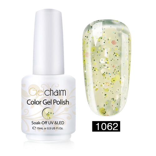 Vernis Semi-Permanent Vert Pailleté Confetti #1062 — Nolivia