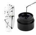 Pot de spider gel noir 5 ml et ongle blanc décoré de fils noirs entrecroisés