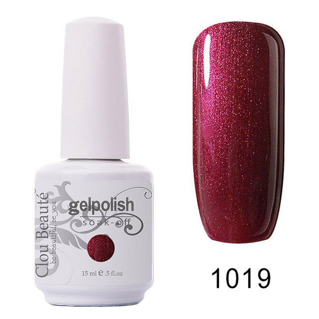 Vernis Semi-Permanent Rouge Bordeaux Scintillant #1019 - vernis semi-permanent Nolivia