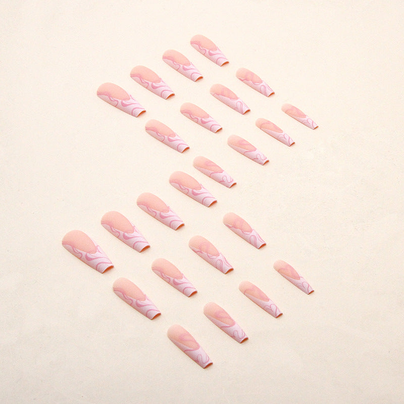 Faux Ongles Rose Marbré – Longs & Ultra Féminins - vue 2 - capsules faux ongles Nolivia