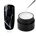 Pot de spider gel blanc 5 ml et ongle noir décoré de fils blancs étirés