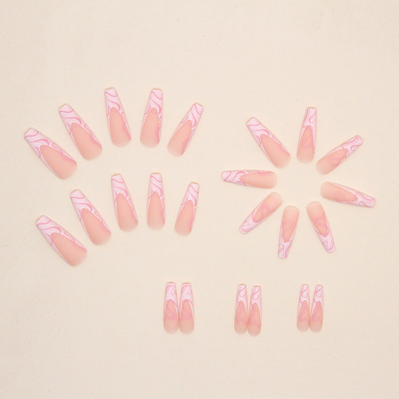 Faux Ongles Rose Marbré – Longs & Ultra Féminins - vue 3 - capsules faux ongles Nolivia