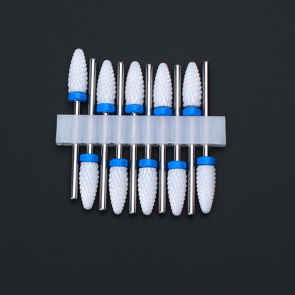 Set de 10 embouts céramique à cône et anneau bleu, grain moyen