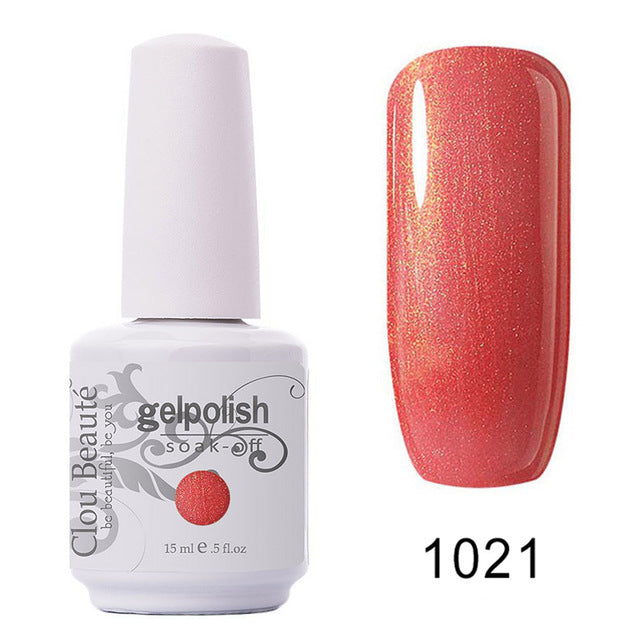 Vernis Semi-Permanent Corail Scintillant – Clou Beauté #1021 - vernis semi-permanent Nolivia