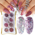 Coffret de 8 boîtes de paillettes holographiques pour nail art