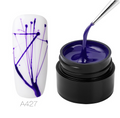 Pot de spider gel violet 5 ml et ongle blanc décoré de fils violets fins
