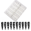 Coffret de 10 feuilles de transfert blanches et dix ongles noirs décorés