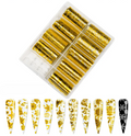Coffret de 10 feuilles de transfert dorées et dix ongles blancs à motifs d'hiver