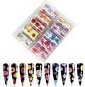 Coffret de 10 feuilles de transfert florales et dix ongles noirs à motifs de fleurs