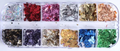 Coffret de 12 cases de fragments de feuille métallique de couleurs différentes